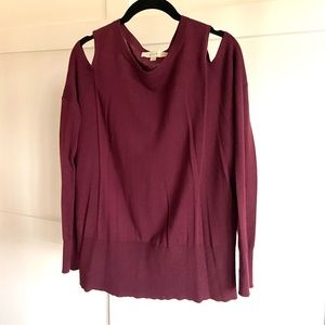 Maroon cold shoulder LOFT sweater